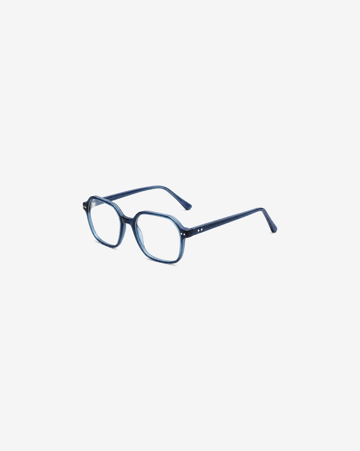 Lunettes de vue 7758P-C3 100% Santé — monture acétate bleu, vue de trois-quarts