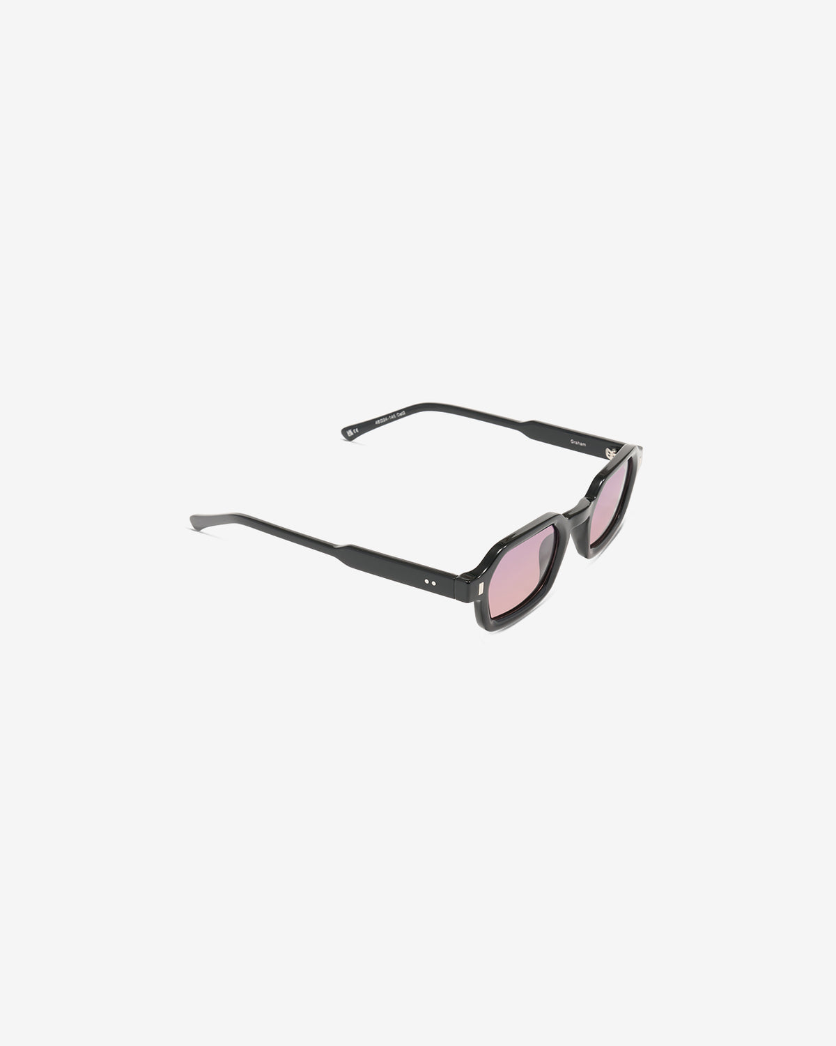 Lunettes de soleil Graham Noir — monture rectangulaire acétate, vue de trois-quarts