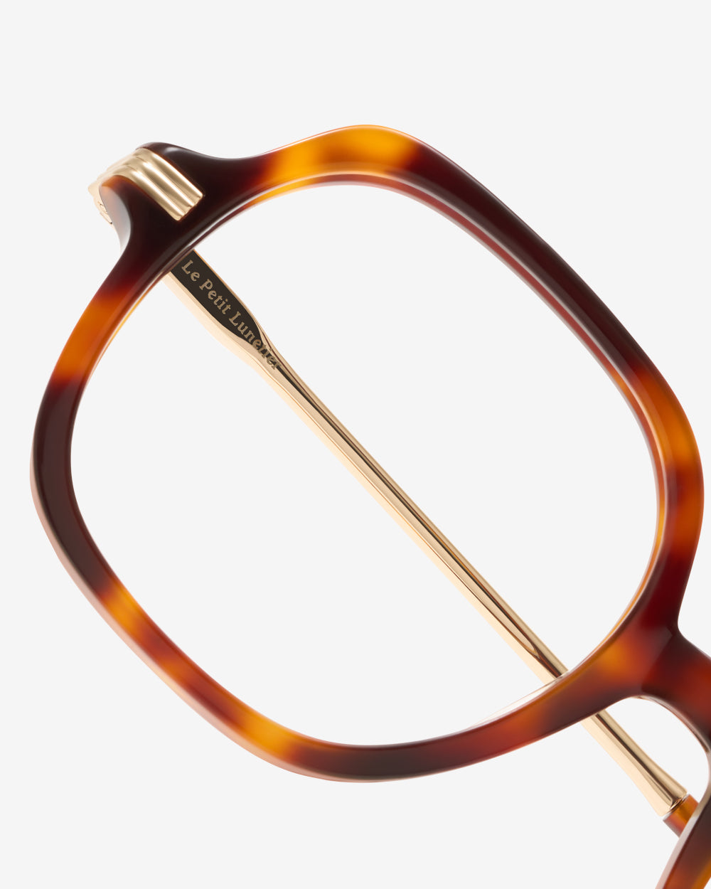 Lunettes de vue Jude Ecaille — monture hexagonale acétate-métal, vue de trois-quarts
