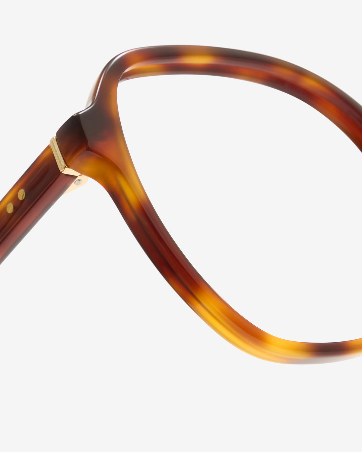 Gros plan sur la monture ronde acétate des lunettes de vue Violette Ecaille