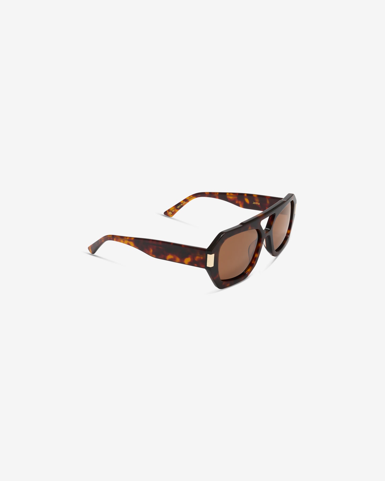 Lunettes de soleil Jenna Ecaille — monture oversize acétate, vue de trois-quarts