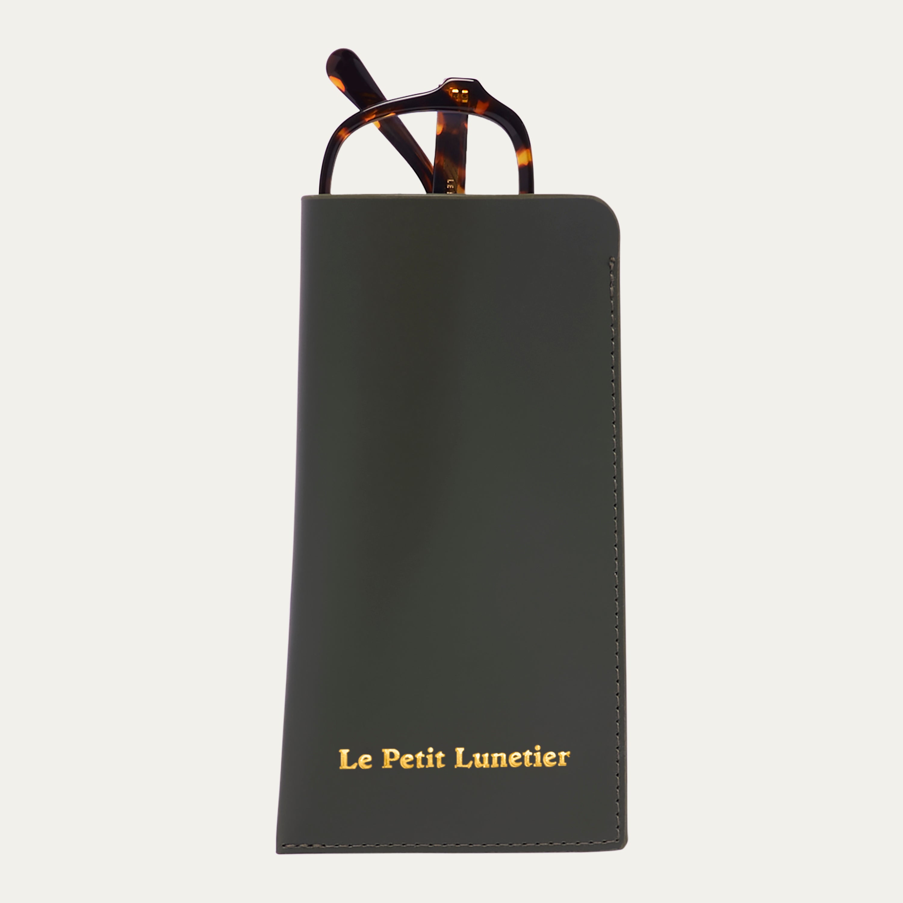 Green leather pouch