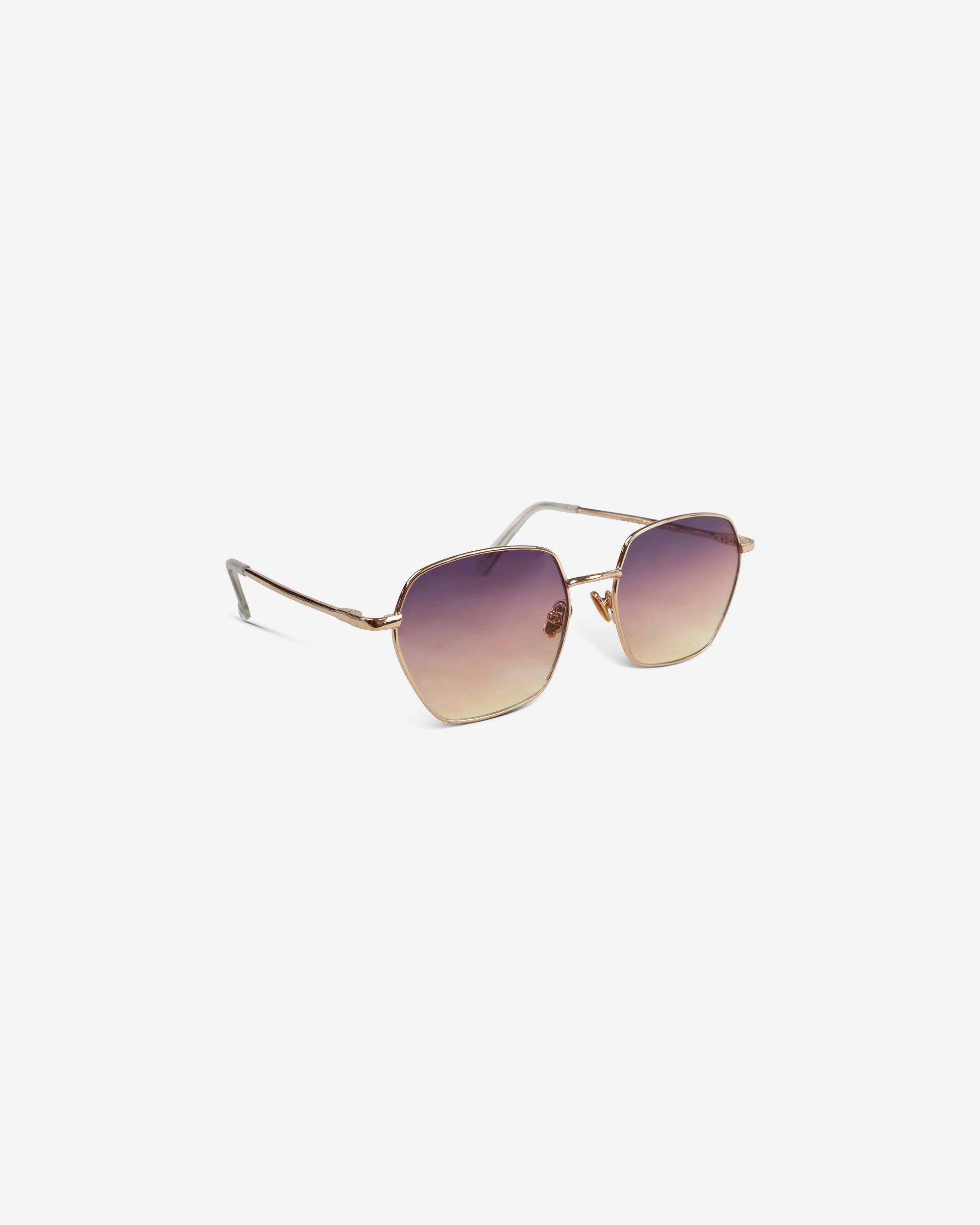 Lunettes de soleil Love.Q Rose Gold — monture hexagonale métal, vue de trois-quarts