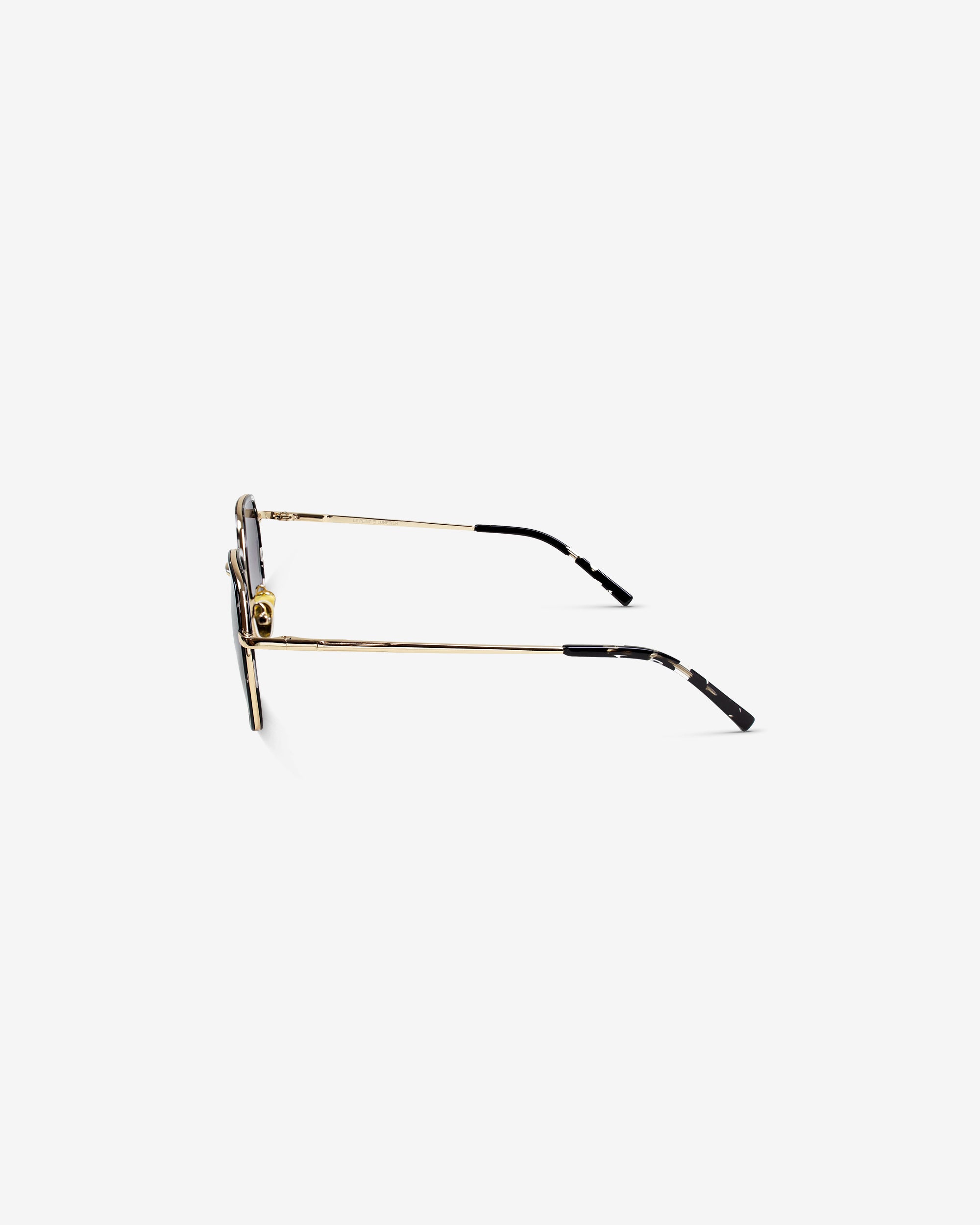 Lunettes de soleil Nora.A Écaille Noir — monture hexagonale acétate-métal, vue de profil