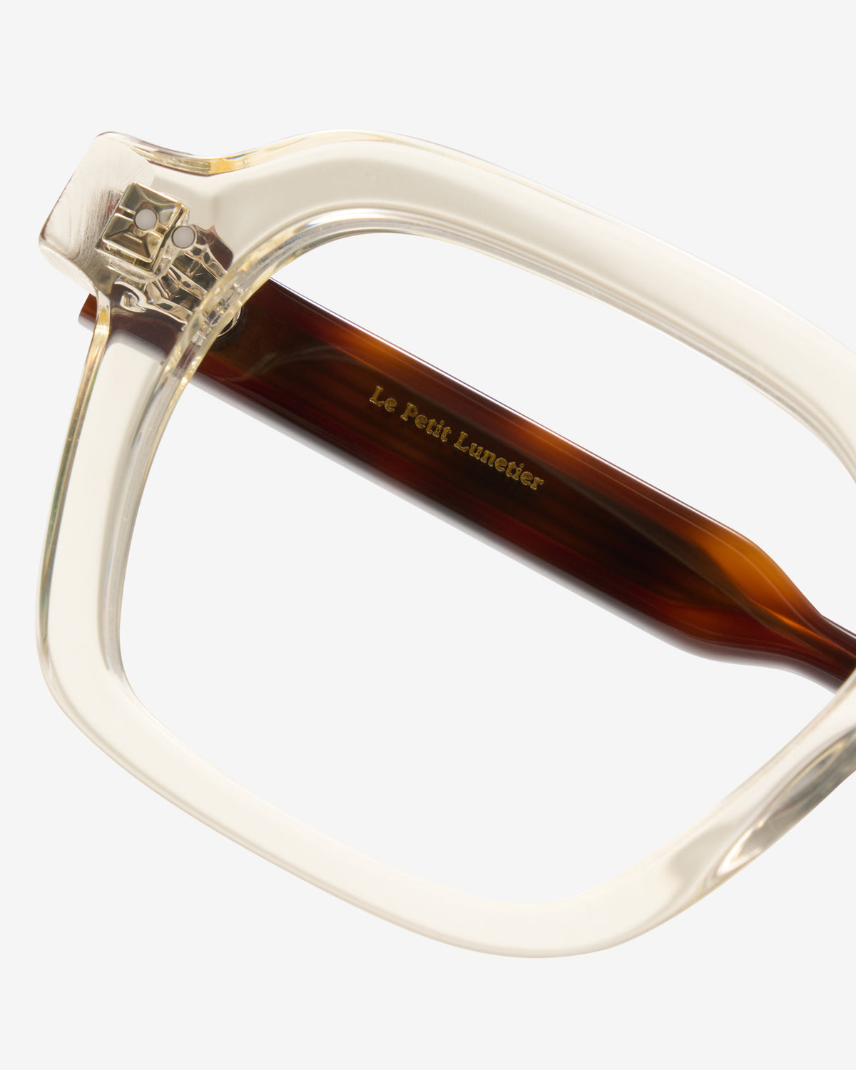 Monture optique Orion Champagne — gros plan sur la branche
