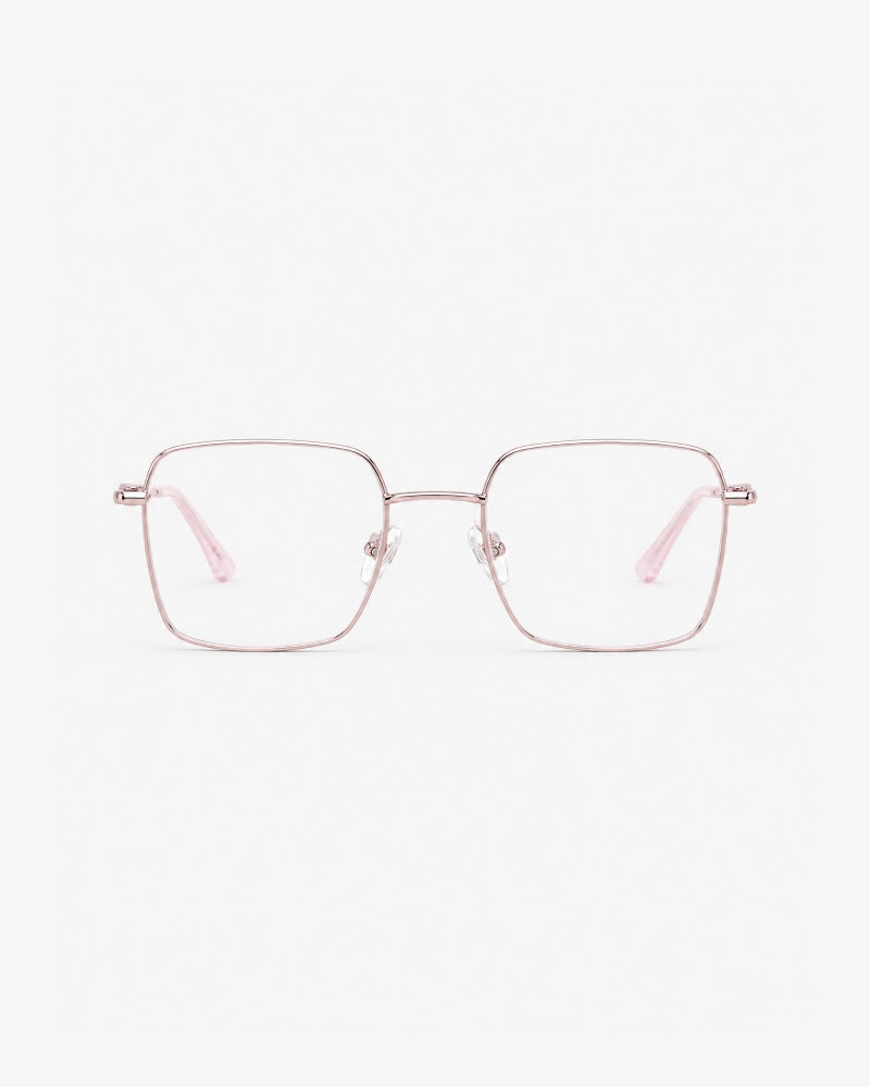 Lunettes de vue POL0105-C2 100% Santé — monture métal rose, vue de face