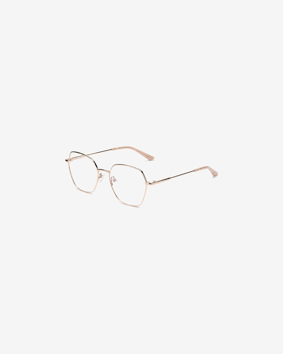 Lunettes de vue POL0113-C1 100% Santé — monture métal or rose, vue de trois-quarts