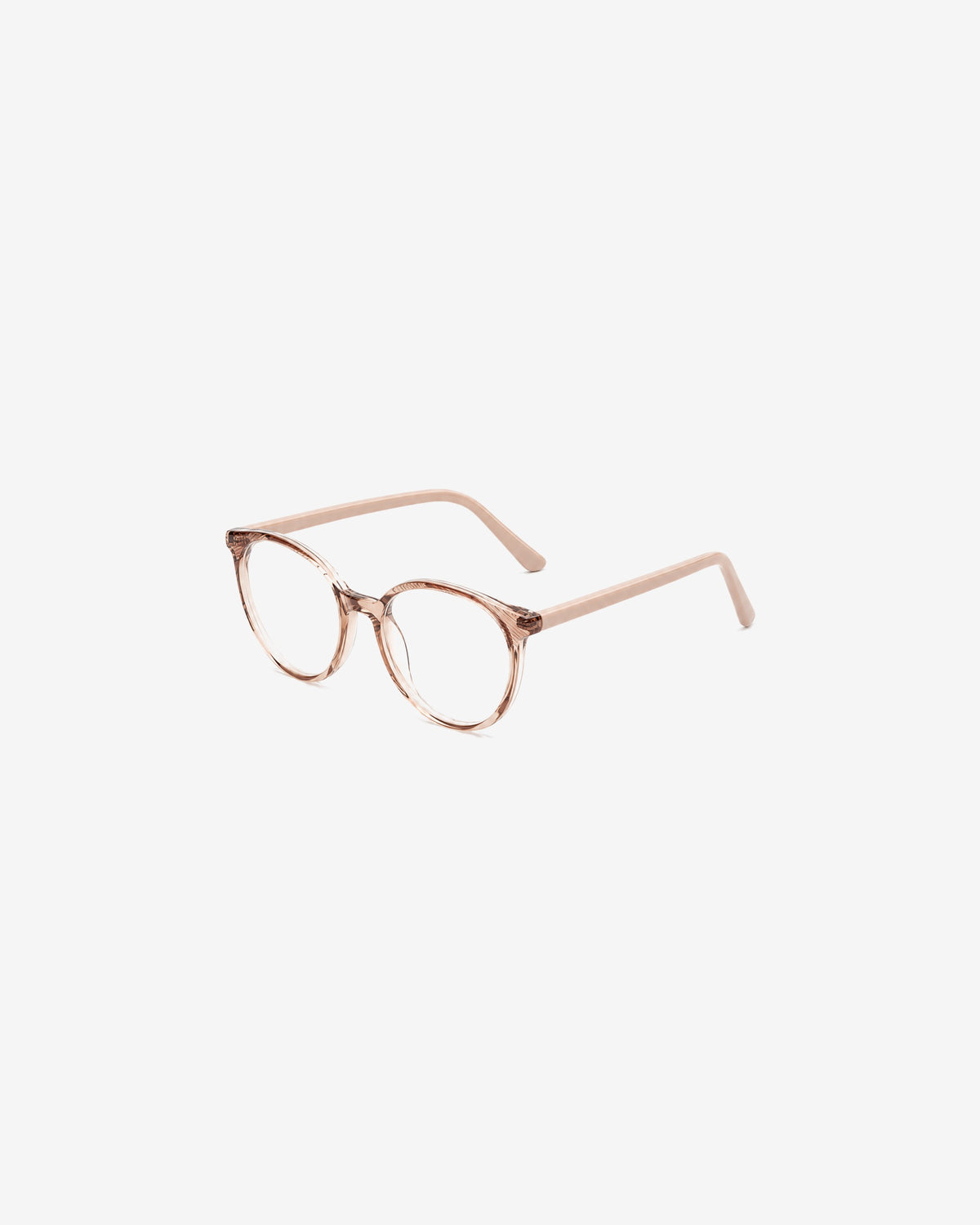Lunettes de vue POL852-C3 100% Santé — monture ronde acétate rose cristal, vue de trois-quarts