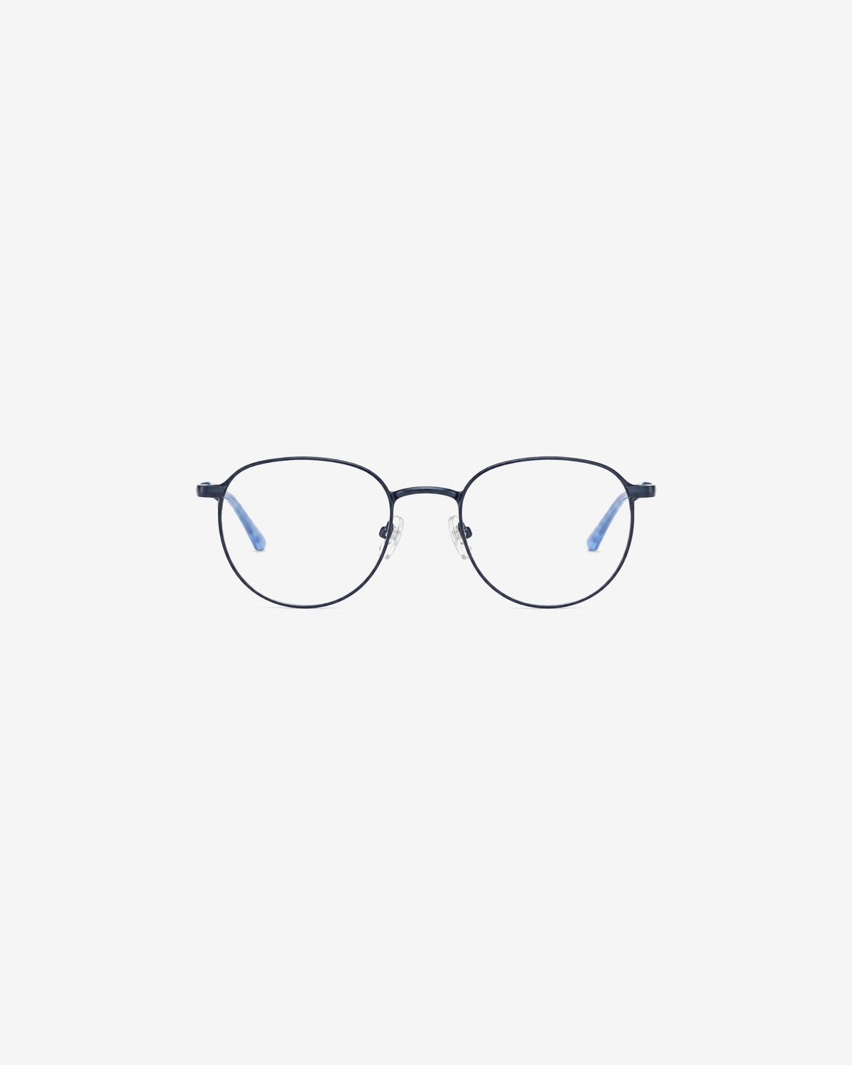 Lunettes de vue POL855-C3 100% Santé — monture ronde métal bleu marine, vue de face