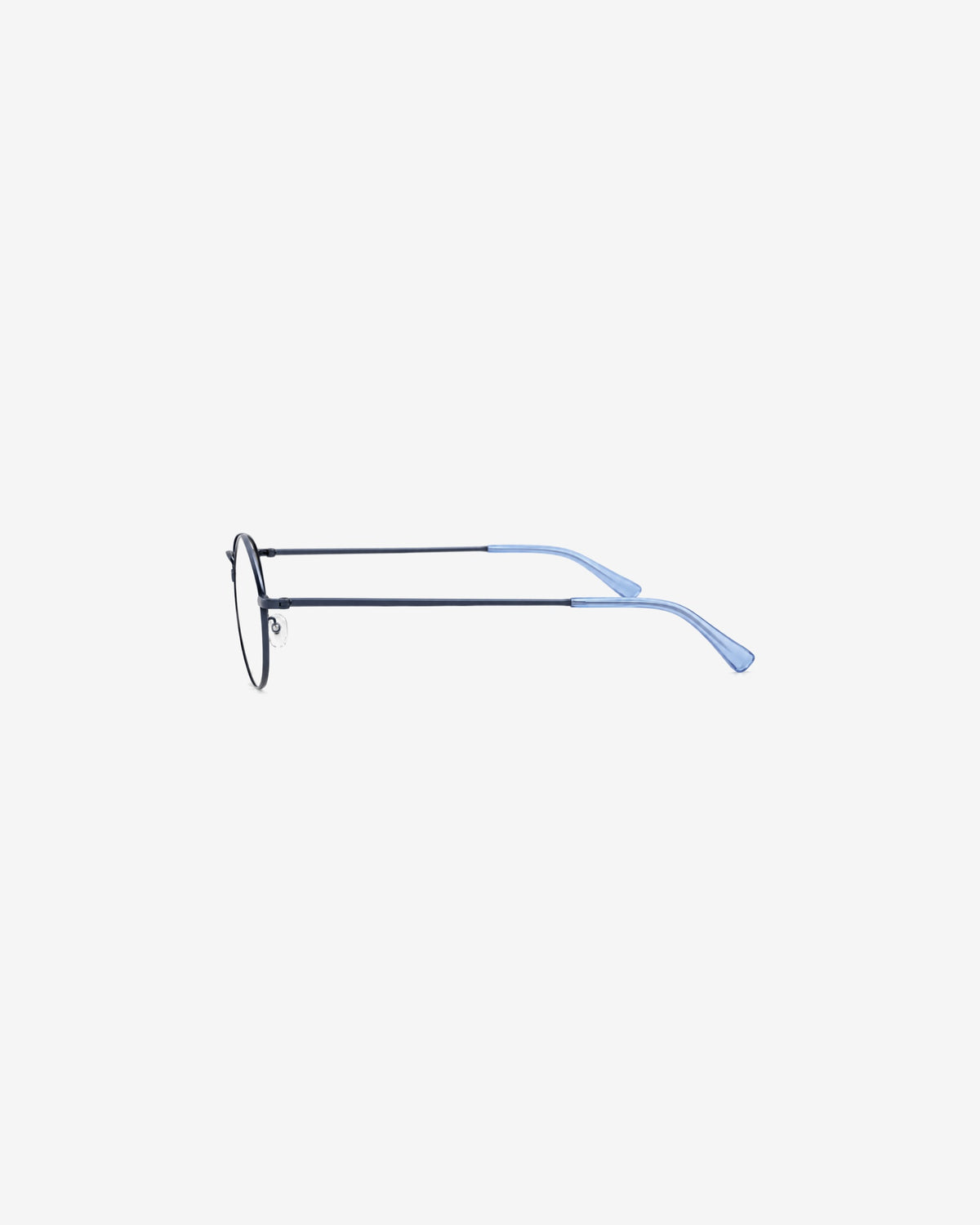 Lunettes de vue POL855-C3 100% Santé — monture ronde métal bleu marine, vue de profil