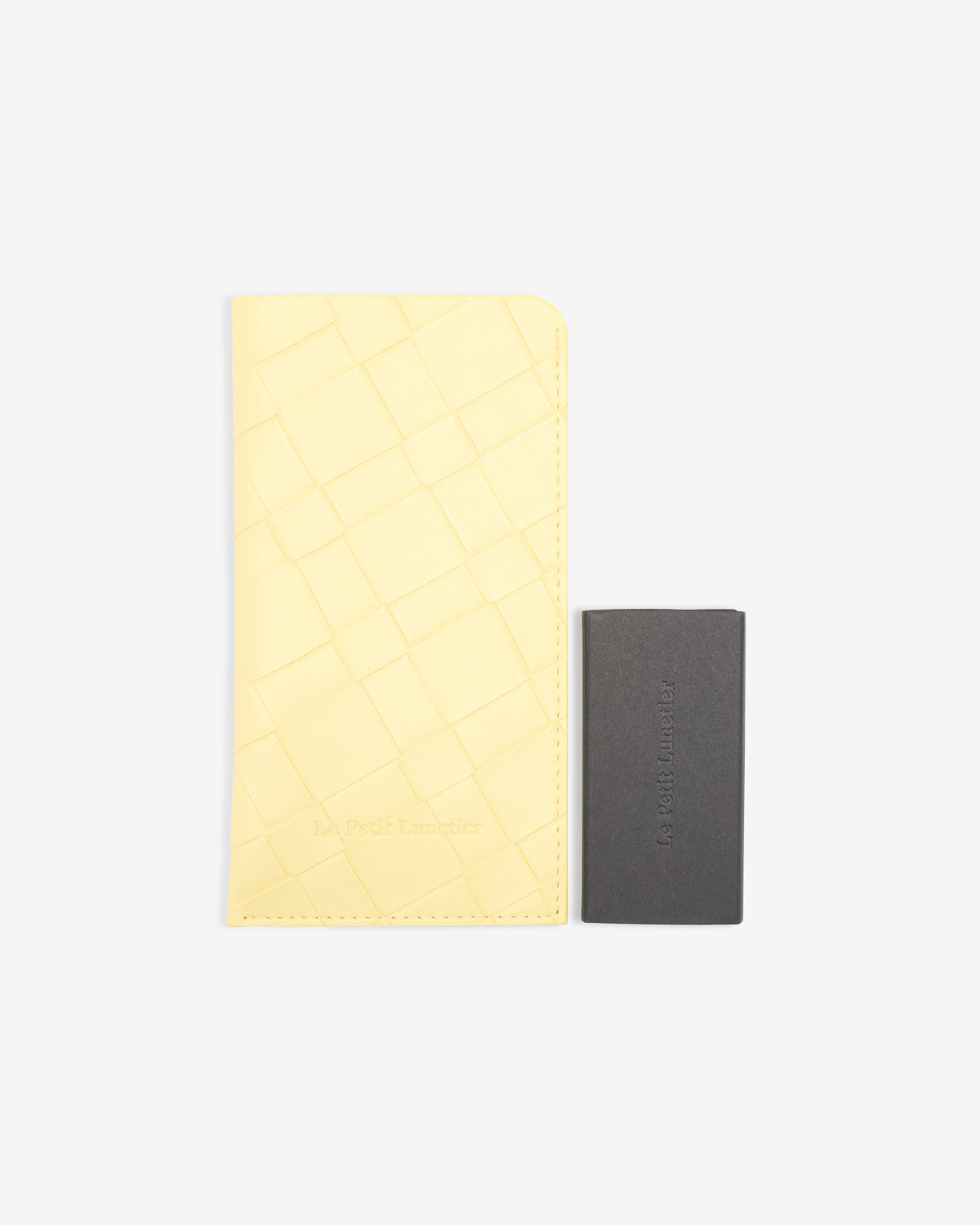 Pochette Jaune en simili cuir tressé