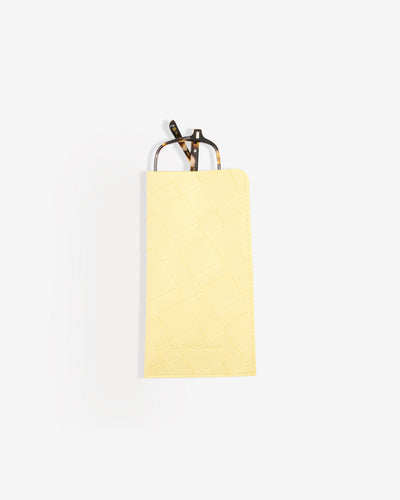 Pochette Jaune en simili cuir tressé