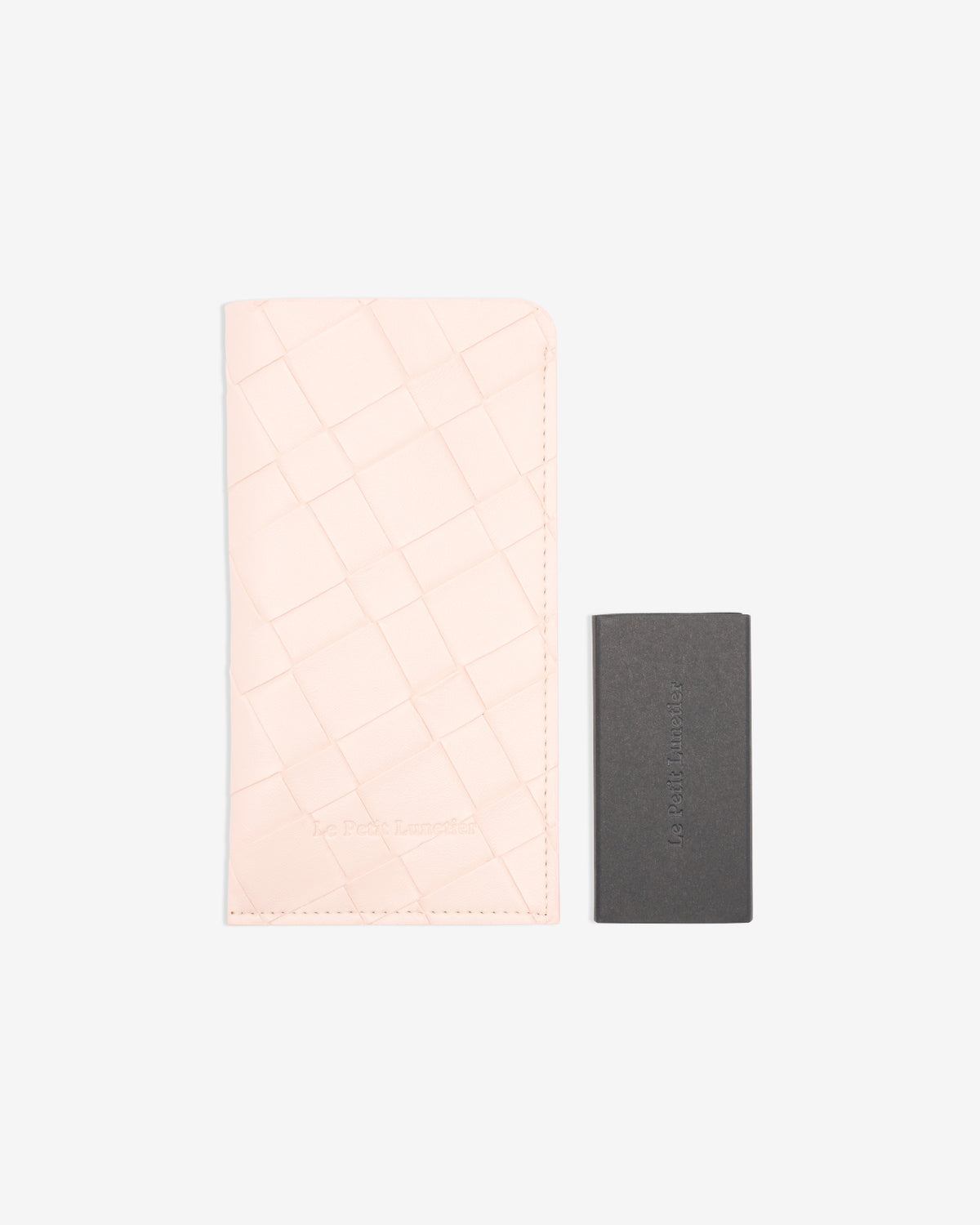 Pochette Rose en simili cuir tressé
