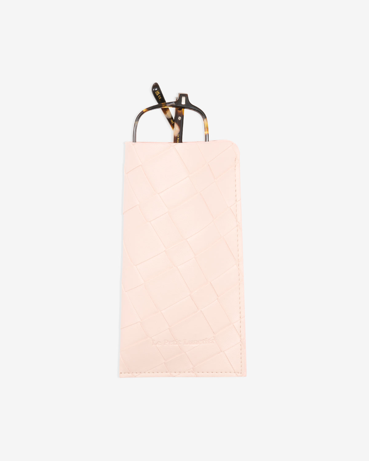 Pochette Rose en simili cuir tressé