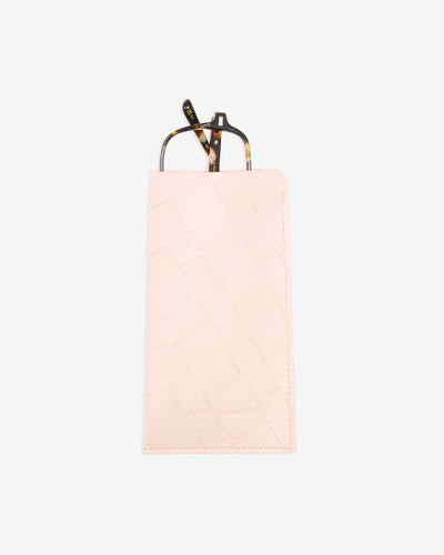 Pochette Rose en simili cuir tressé