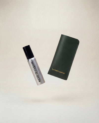 Green leather pouch + Spray