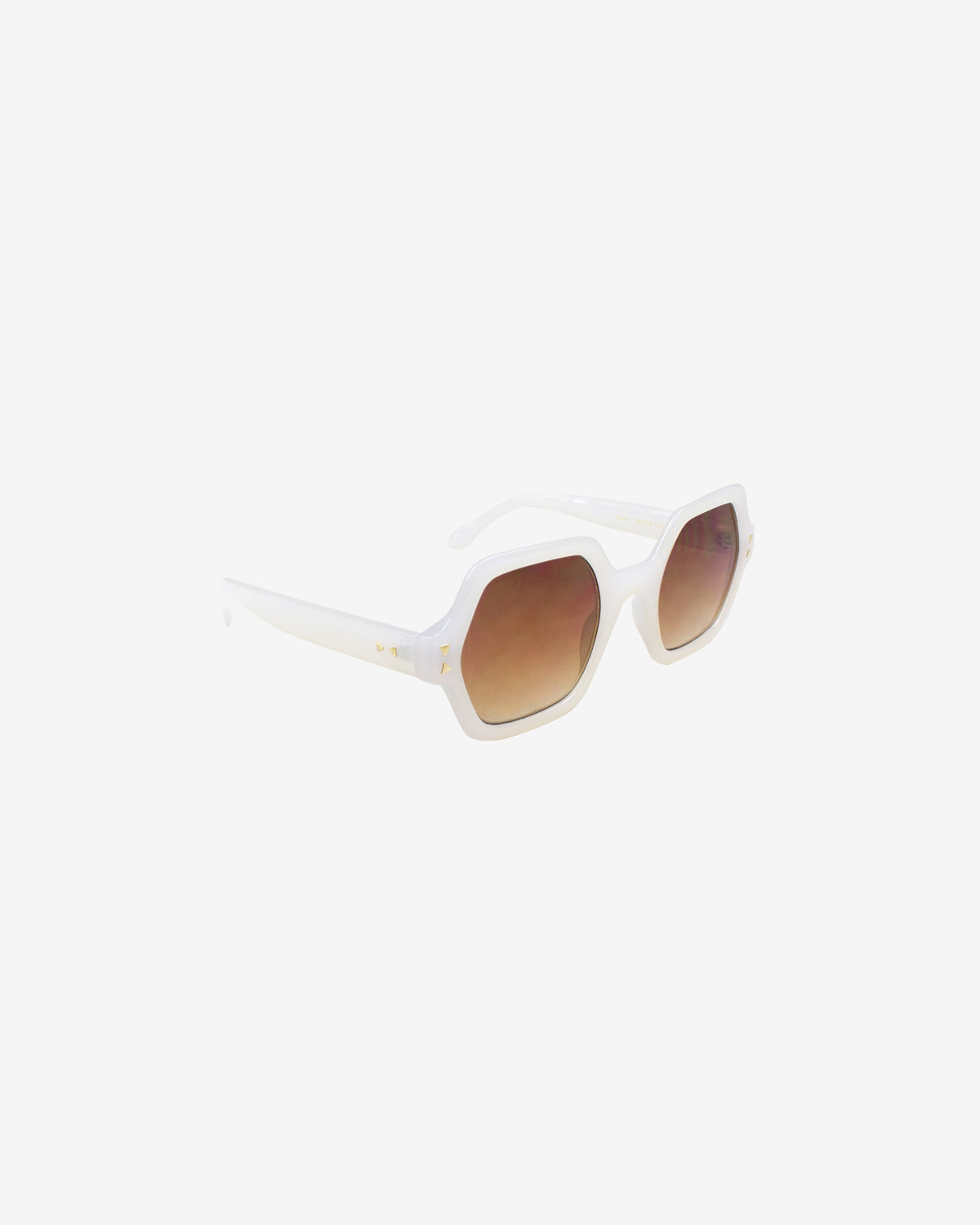 Lunettes de soleil Romy Crème — monture hexagonale acétate, vue de trois-quarts