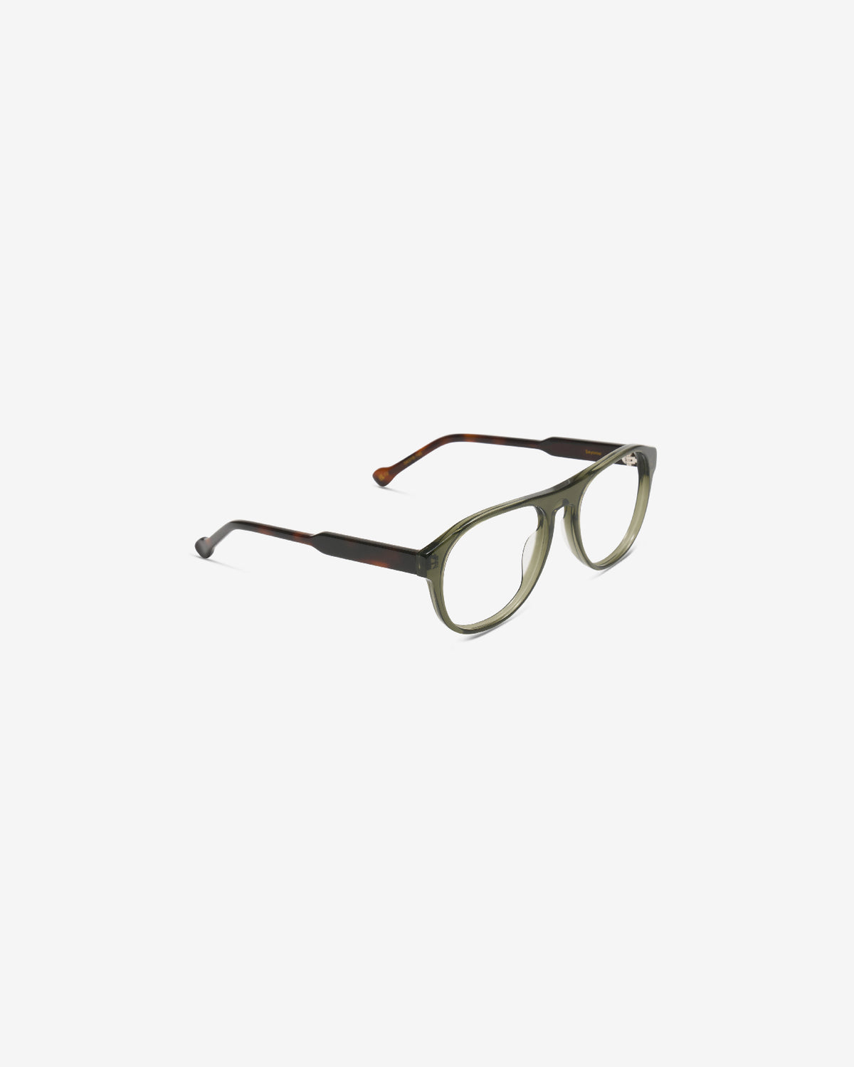 Monture optique Seymour Olive — vue de trois-quarts