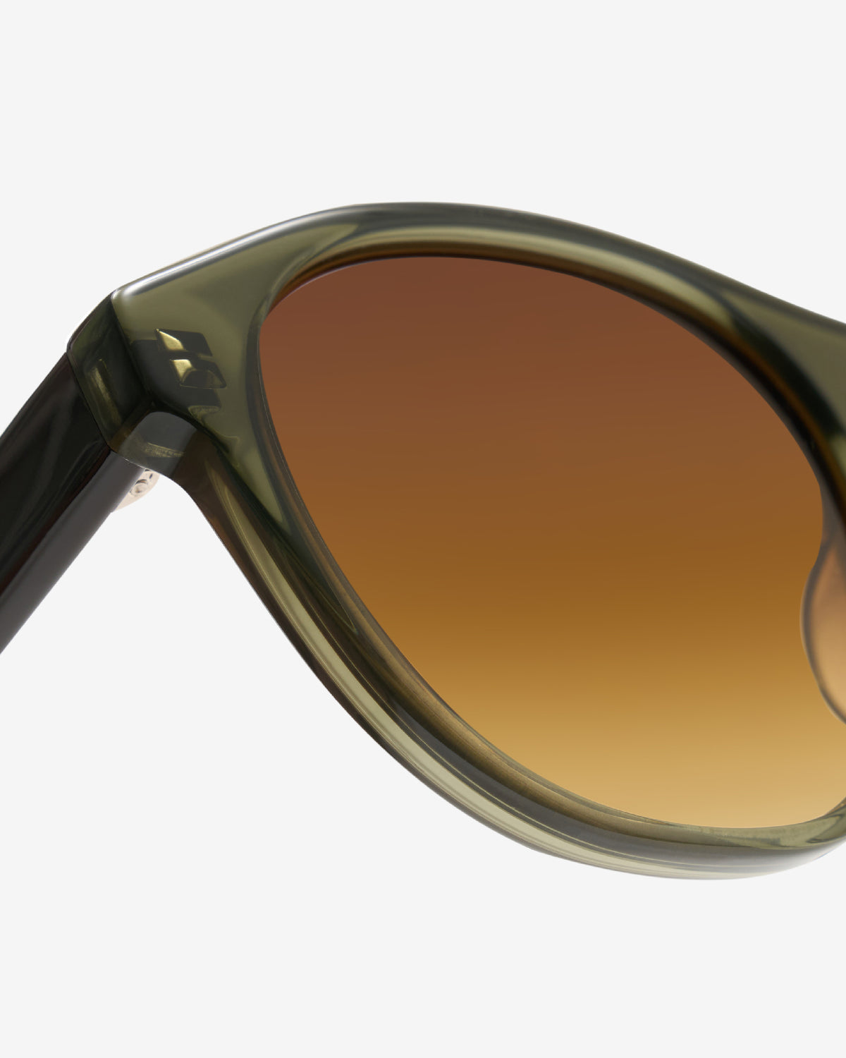 Lunettes de soleil Seymour Olive — gros plan sur la charnière