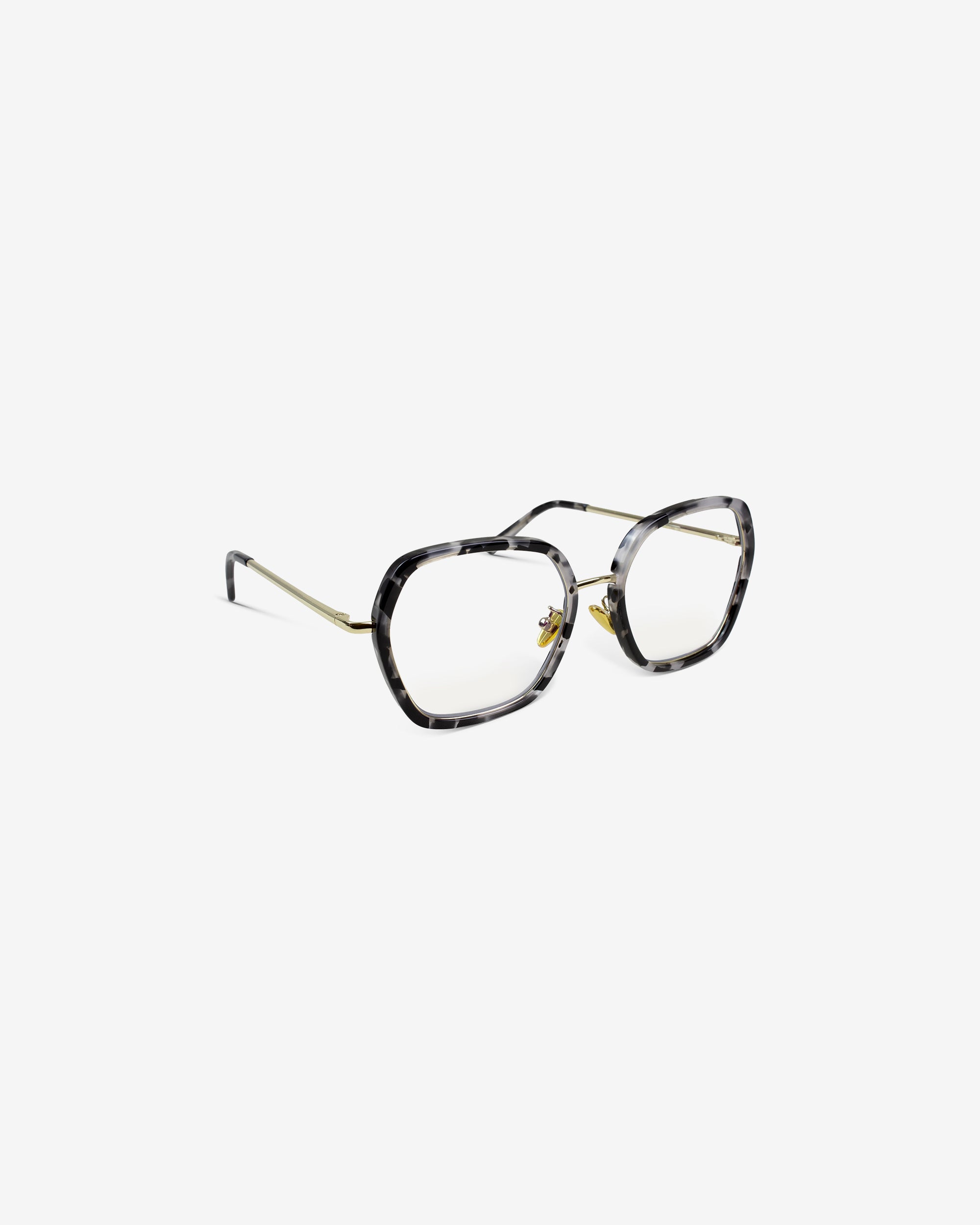 Lunettes de vue Michaela.S Écaille Noir — monture hexagonale acétate-métal, vue de trois-quarts