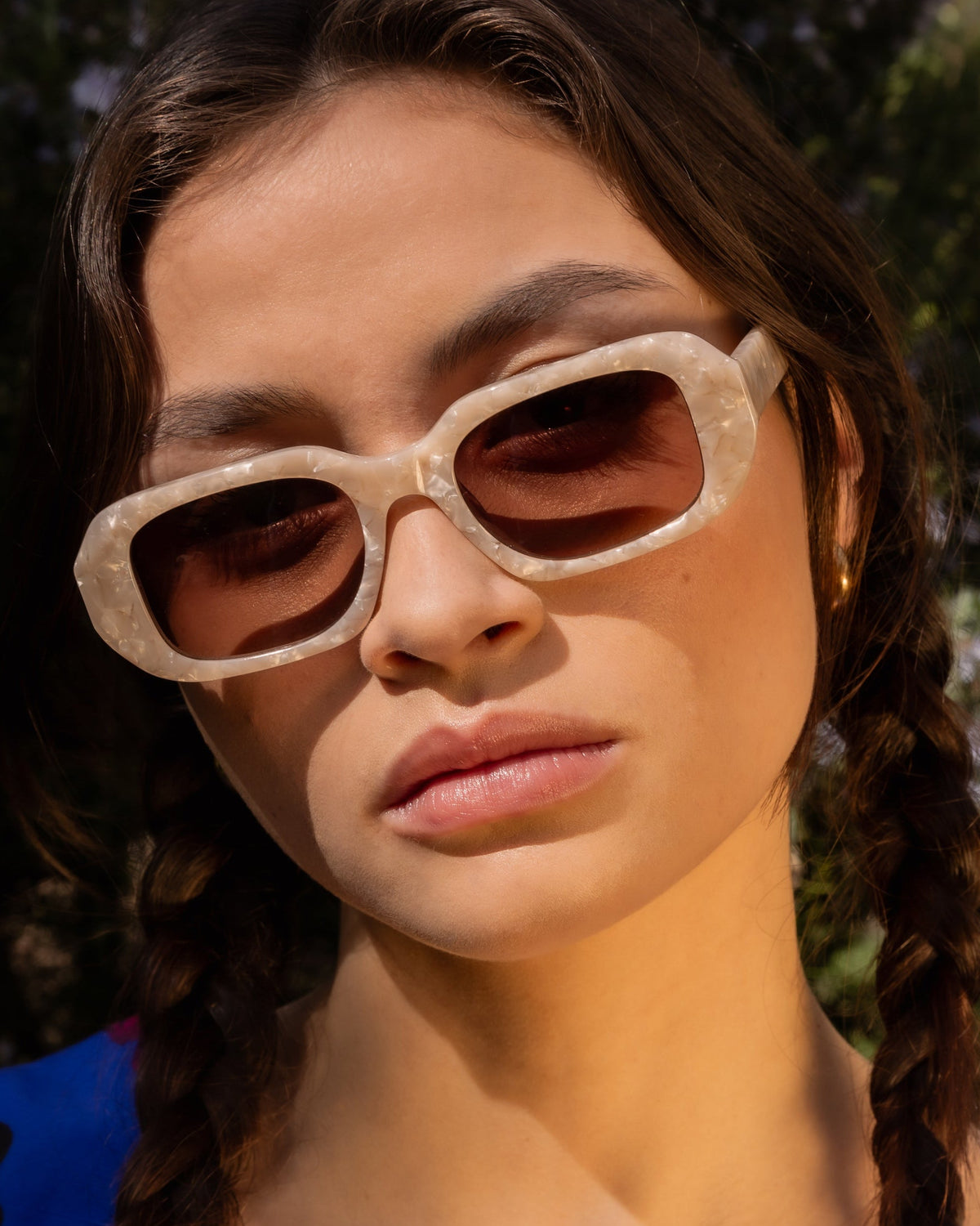 Lunettes De Soleil Vintage Cacharel 814 300 - Forme Ovale - Acétate Nacré Brun
