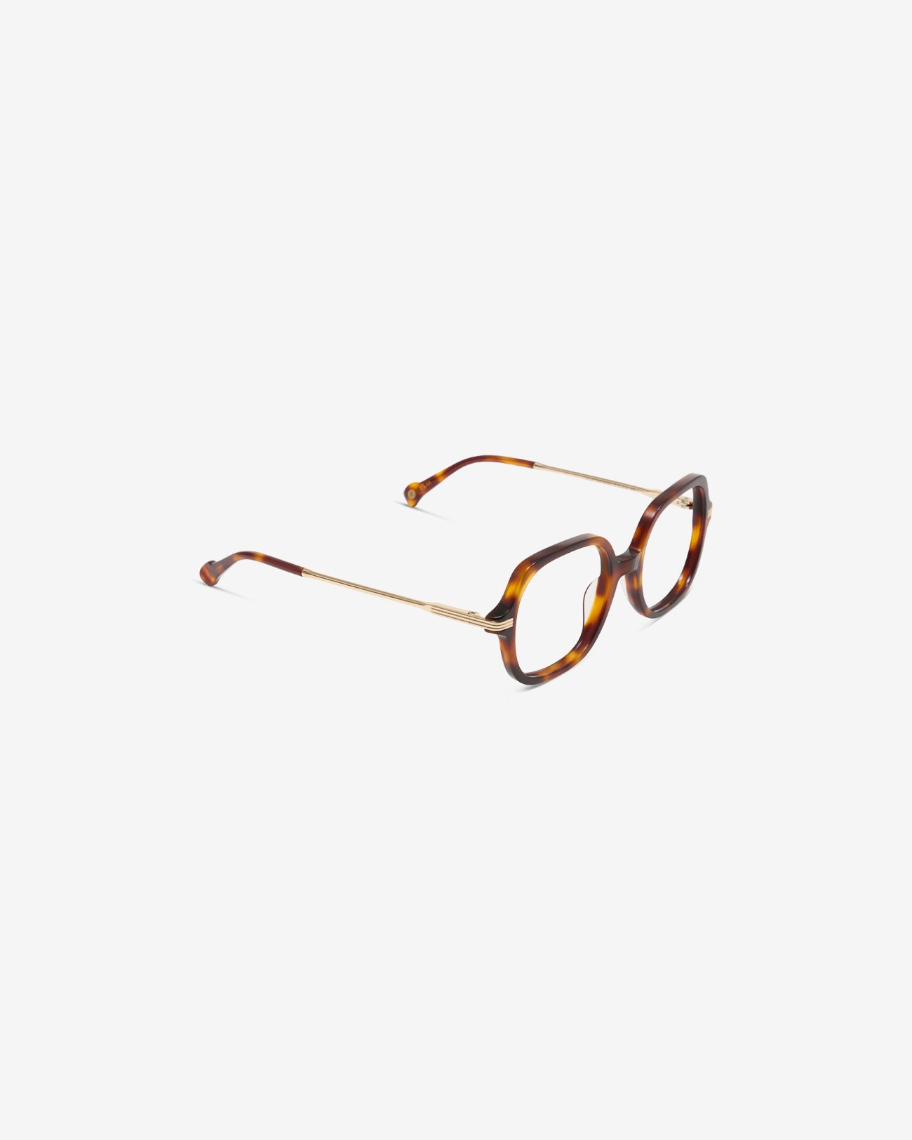 Lunettes de vue Jude Ecaille — monture hexagonale acétate-métal, vue de trois-quarts
