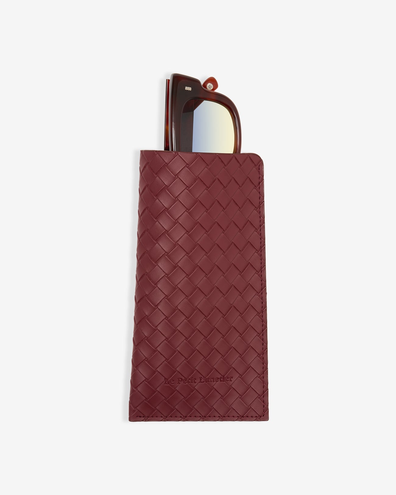 Pochette Bordeaux en simili cuir tressé