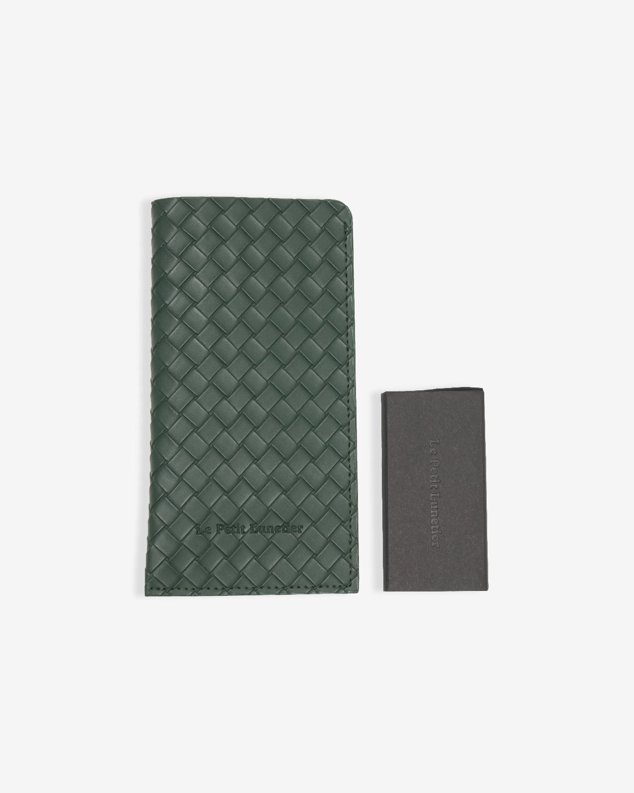 Grüne Etui aus geflochtenem Kunstleder