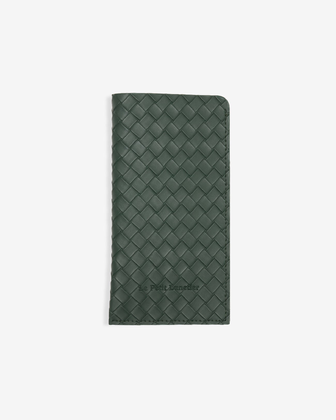 Grüne Etui aus geflochtenem Kunstleder