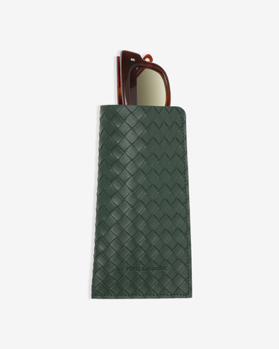 Grüne Etui aus geflochtenem Kunstleder