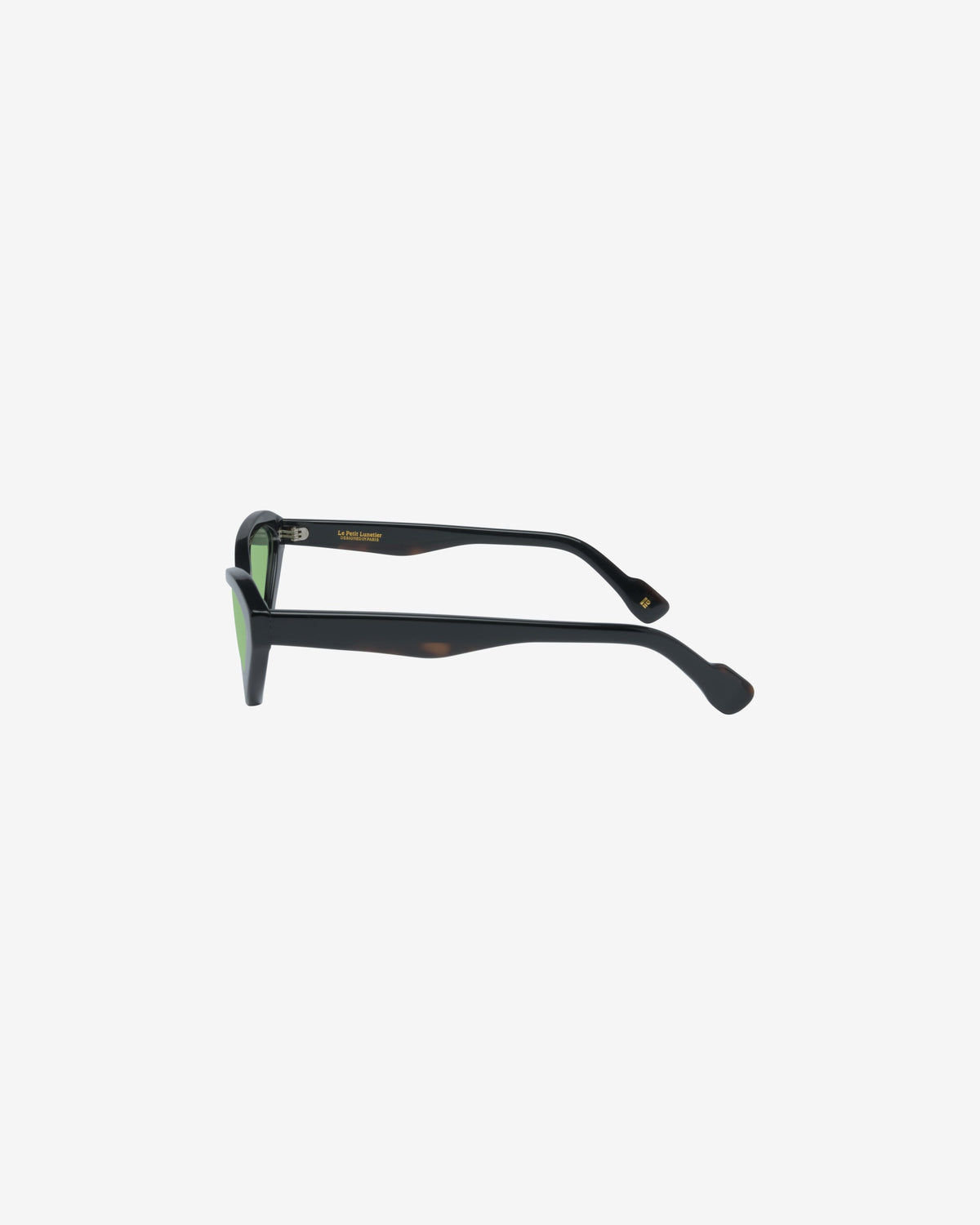 Lunettes de soleil Becks Noir et Vert — monture papillon acétate, vue de profil