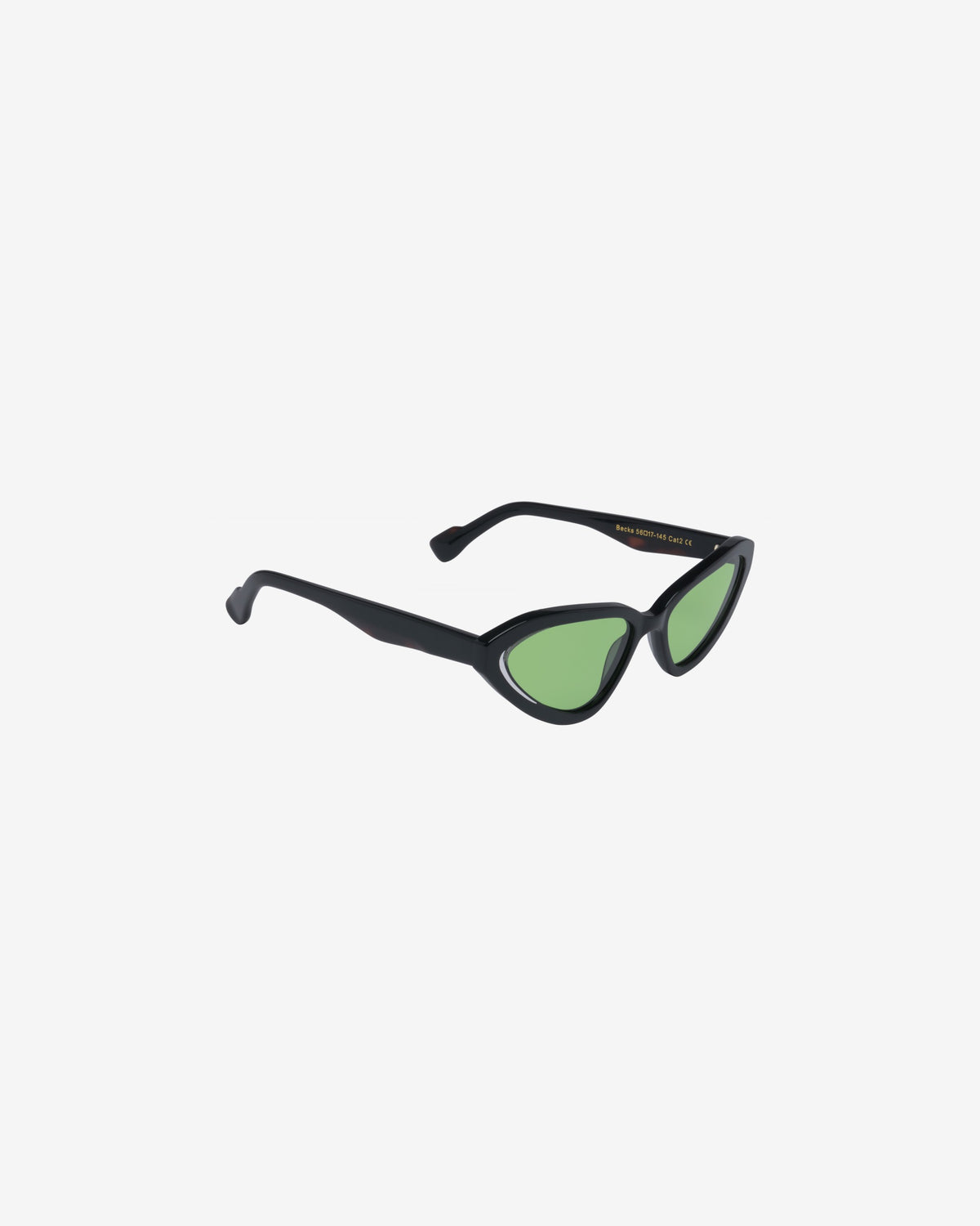 Lunettes de soleil Becks Noir et Vert — monture papillon acétate, vue de trois-quarts