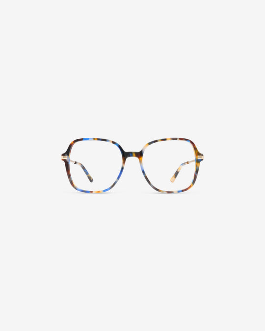 Lunettes de vue Annie.J Bleu Écaille — monture pantos acétate-métal, vue de face