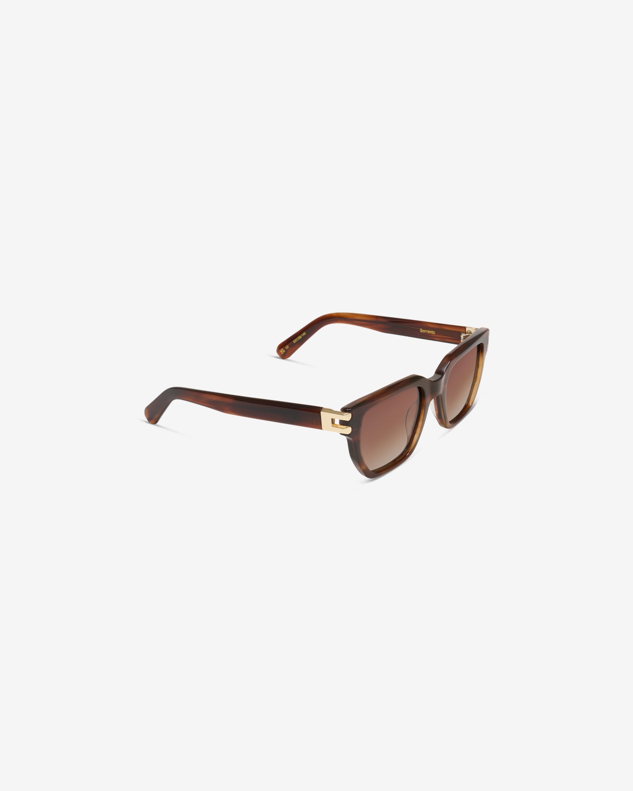 Lunettes de soleil Sorrento Marron — monture rectangulaire acétate, vue de trois-quarts