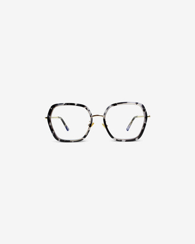 Lunettes de vue Michaela.S Écaille Noir — monture hexagonale acétate-métal, vue de face