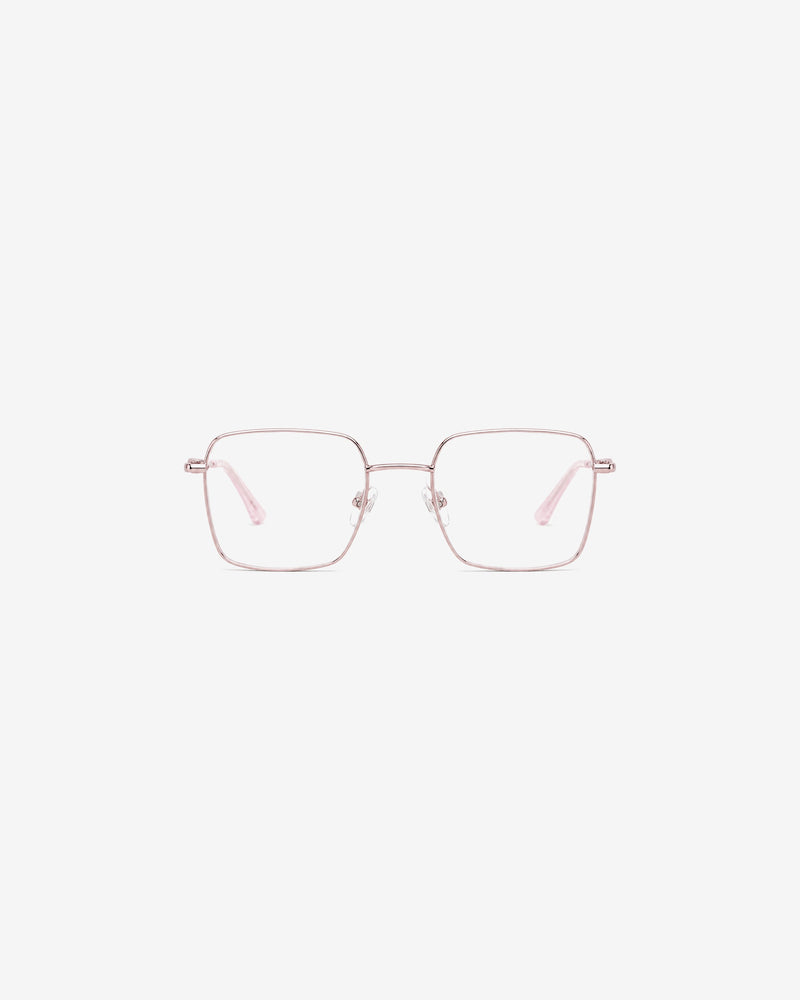 Lunettes de vue POL0105-C2 100% Santé — monture métal rose, vue de face