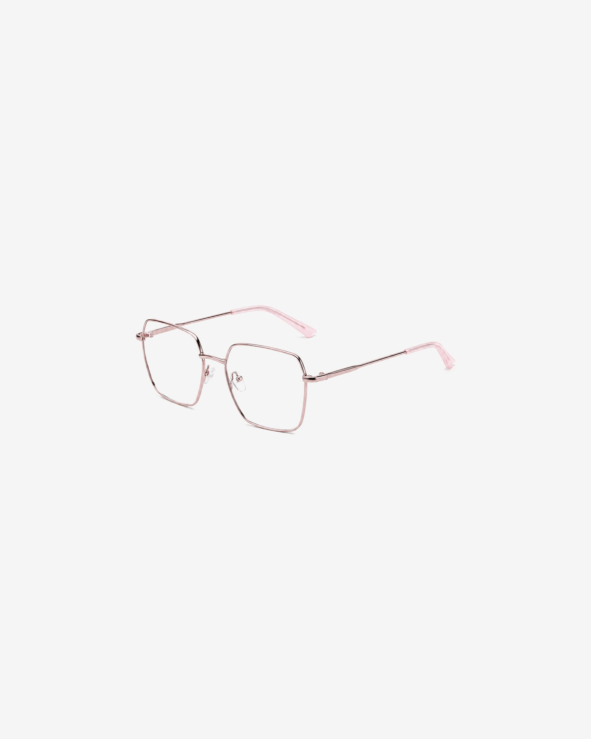 Lunettes de vue POL0105-C2 100% Santé — monture métal rose, vue de trois-quarts