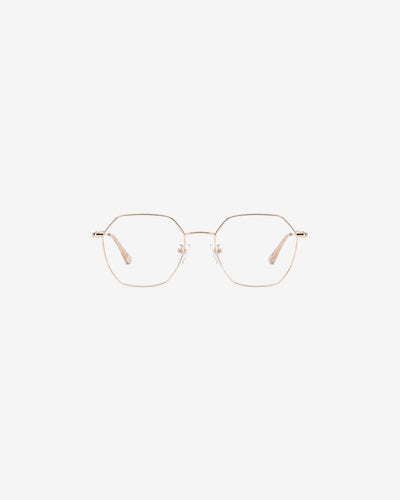Lunettes de vue POL0113-C1 100% Santé — monture métal or rose, vue de face