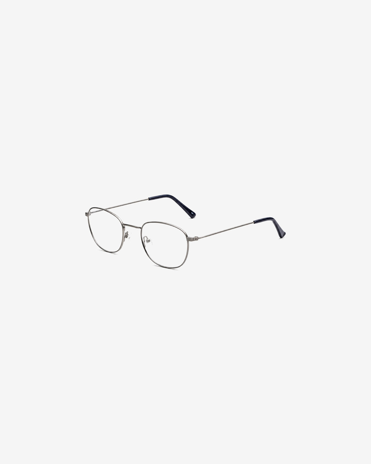 Lunettes de vue POL0124-C1 100% Santé — monture métal gris acier, vue de trois-quarts