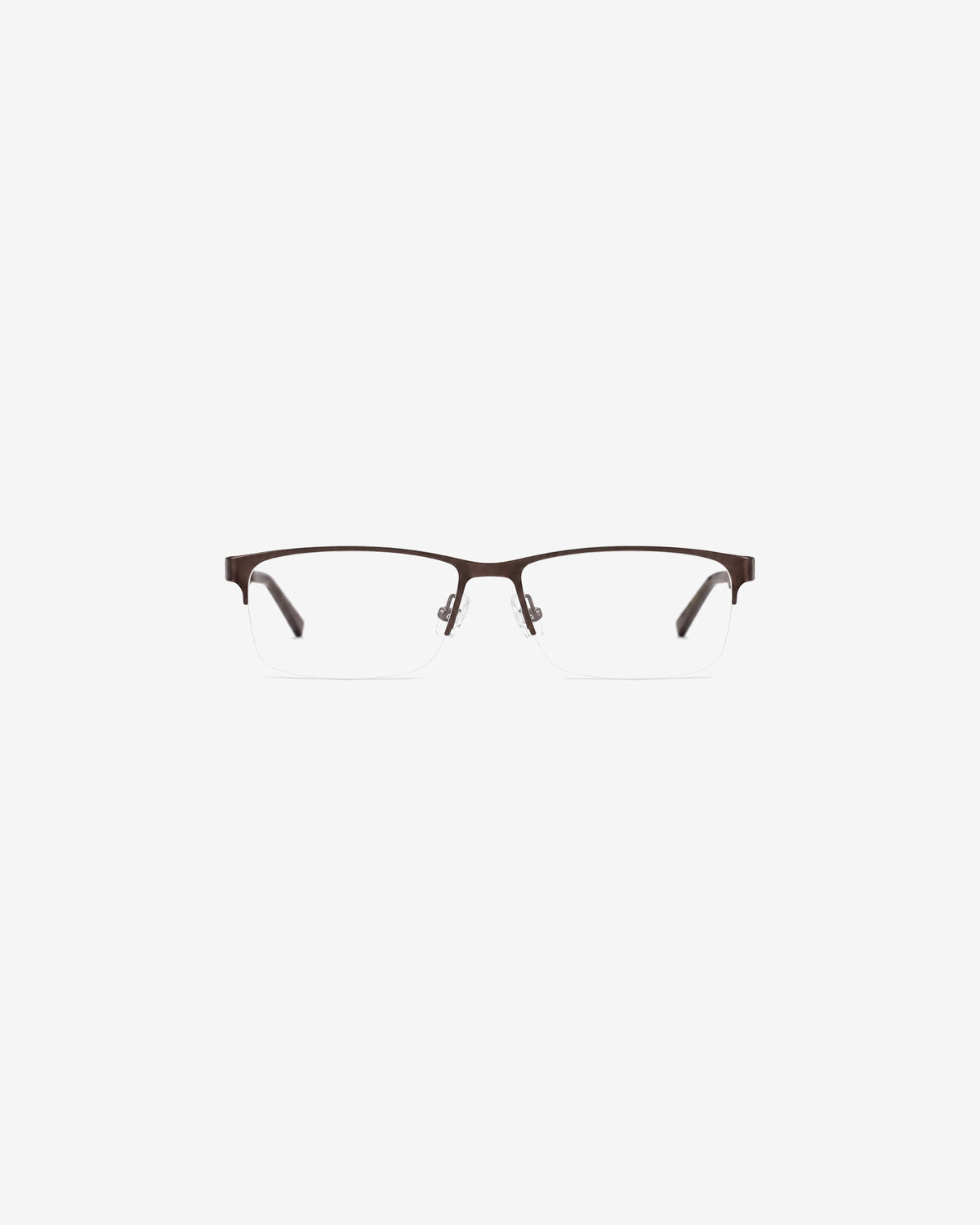 Lunettes de vue POL084-C3 100% Santé — monture métal brun demi-cerclée, vue de face