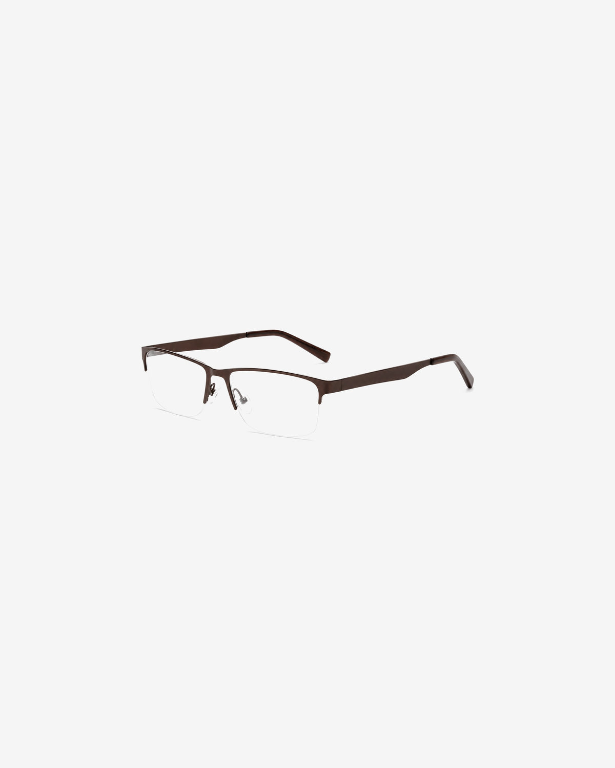 Lunettes de vue POL084-C3 100% Santé — monture métal brun demi-cerclée, vue de trois-quarts