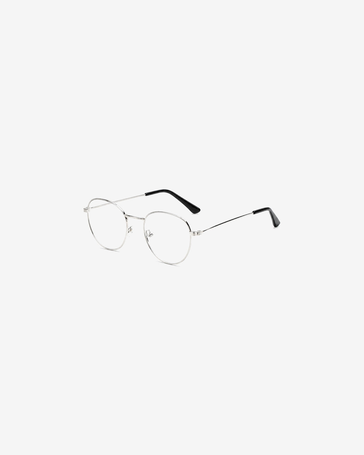 Lunettes de vue POL831-C3 100% Santé — monture ronde métal argent, vue de trois-quarts