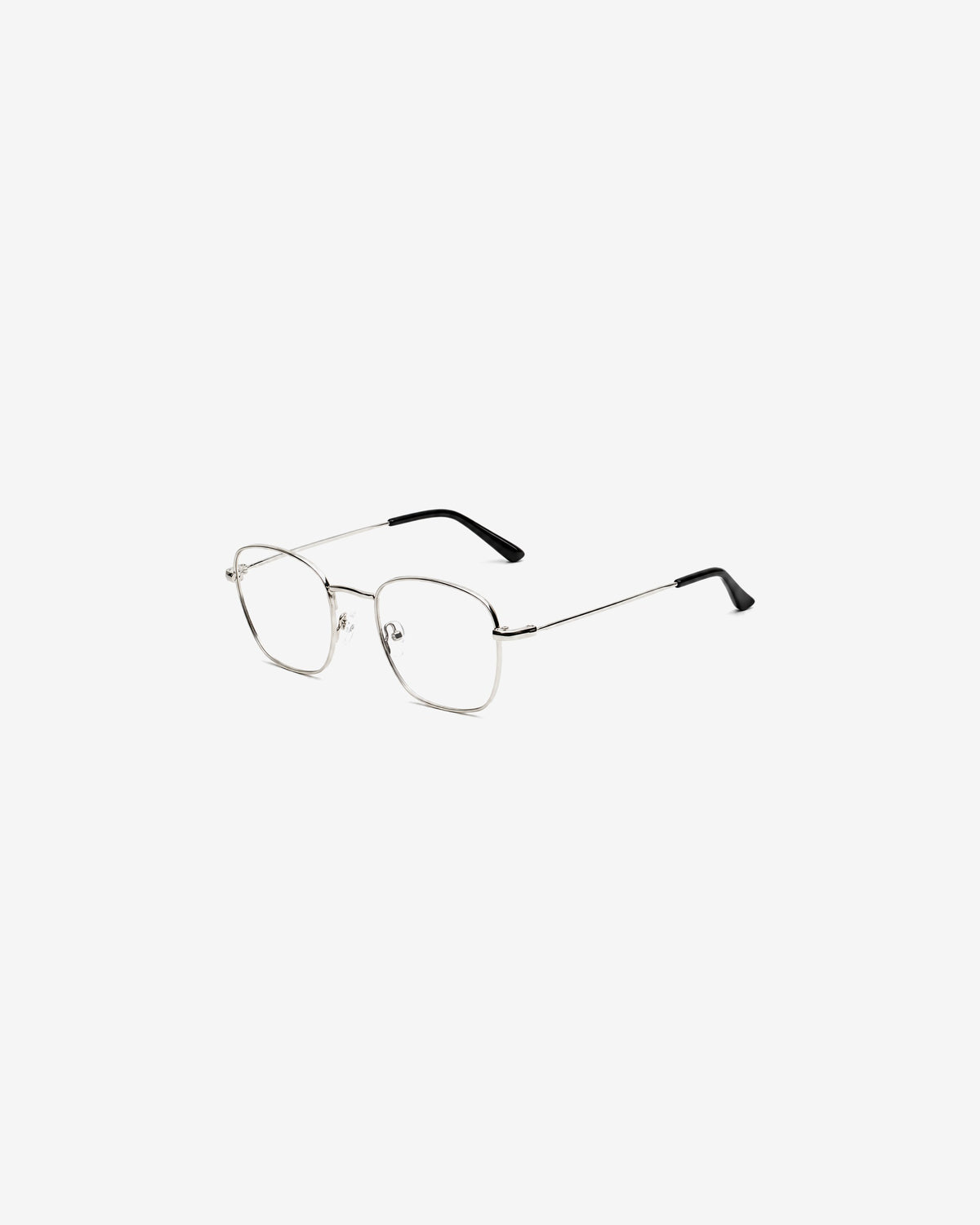 Lunettes de vue POL848-C2 100% Santé — monture métal argent, vue de trois-quarts