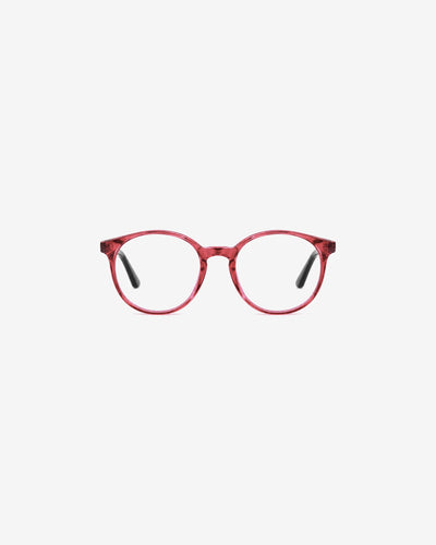 Lunettes de vue POL852-C1 100% Santé — monture ronde acétate framboise, vue de face