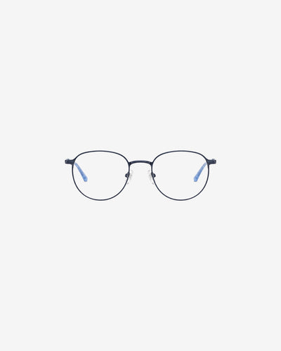 Lunettes de vue POL855-C3 100% Santé — monture ronde métal bleu marine, vue de face