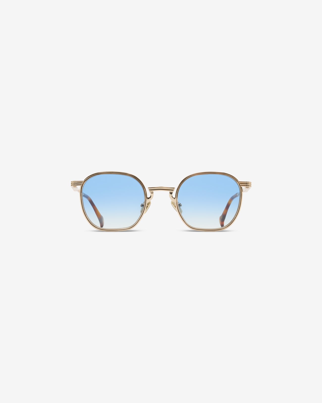 Lunettes de soleil Rick Gold — monture hexagonale métal, vue de face