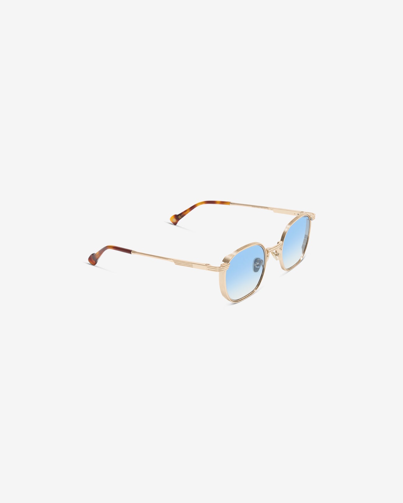 Lunettes de soleil Rick Gold — monture hexagonale métal, vue de trois-quarts