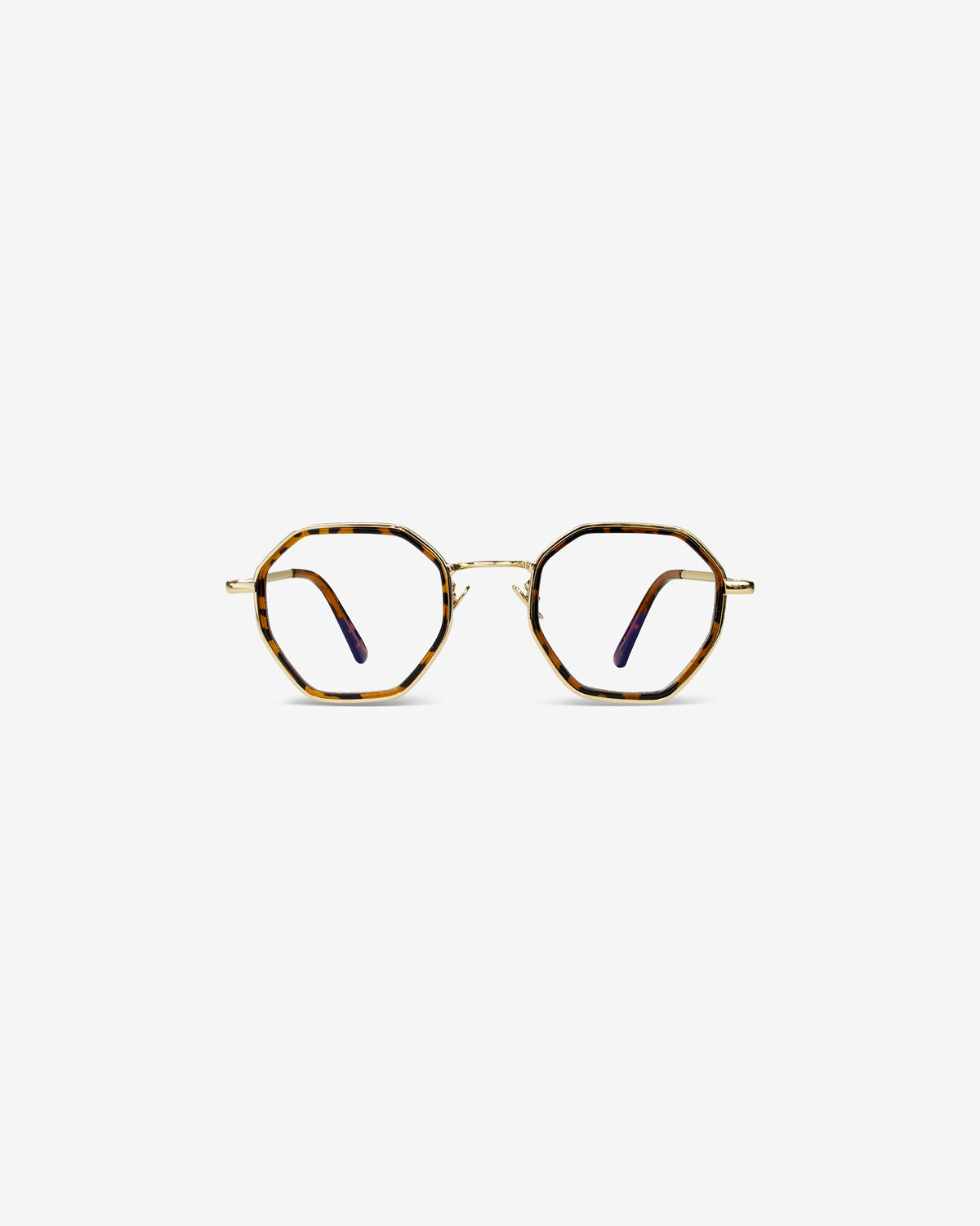 Lunettes de vue Will.B Écaille — monture hexagonale acétate-métal, vue de face