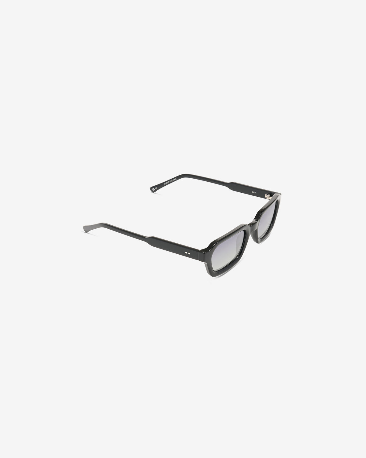 Lunettes de soleil Zava Noir — monture rectangulaire acétate, vue de trois-quarts