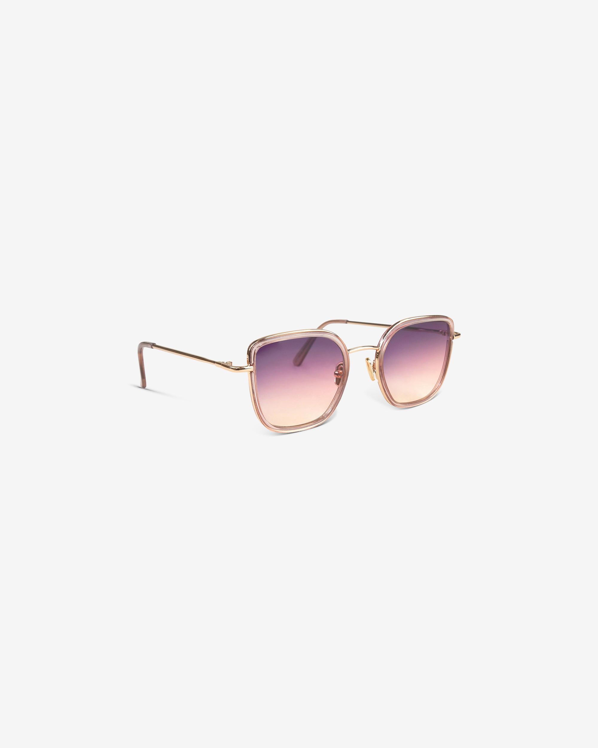 Lunettes de soleil Ginny.M Rose Transparent — monture hexagonale acétate-métal, vue de trois-quarts